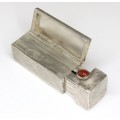 Suport pentru ruj, din argint | anturaj de carnelian | atelier italian - anii' 40